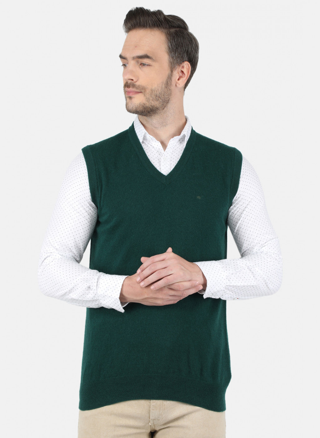 Men Green Solid Sweater