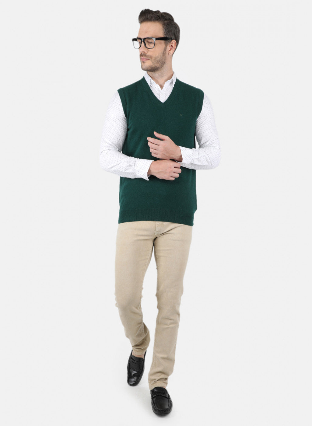 Men Green Solid Sweater