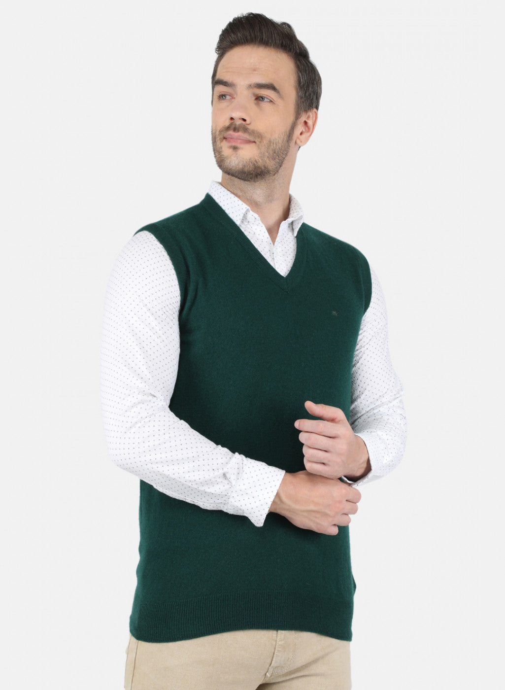 Men Green Solid Sweater