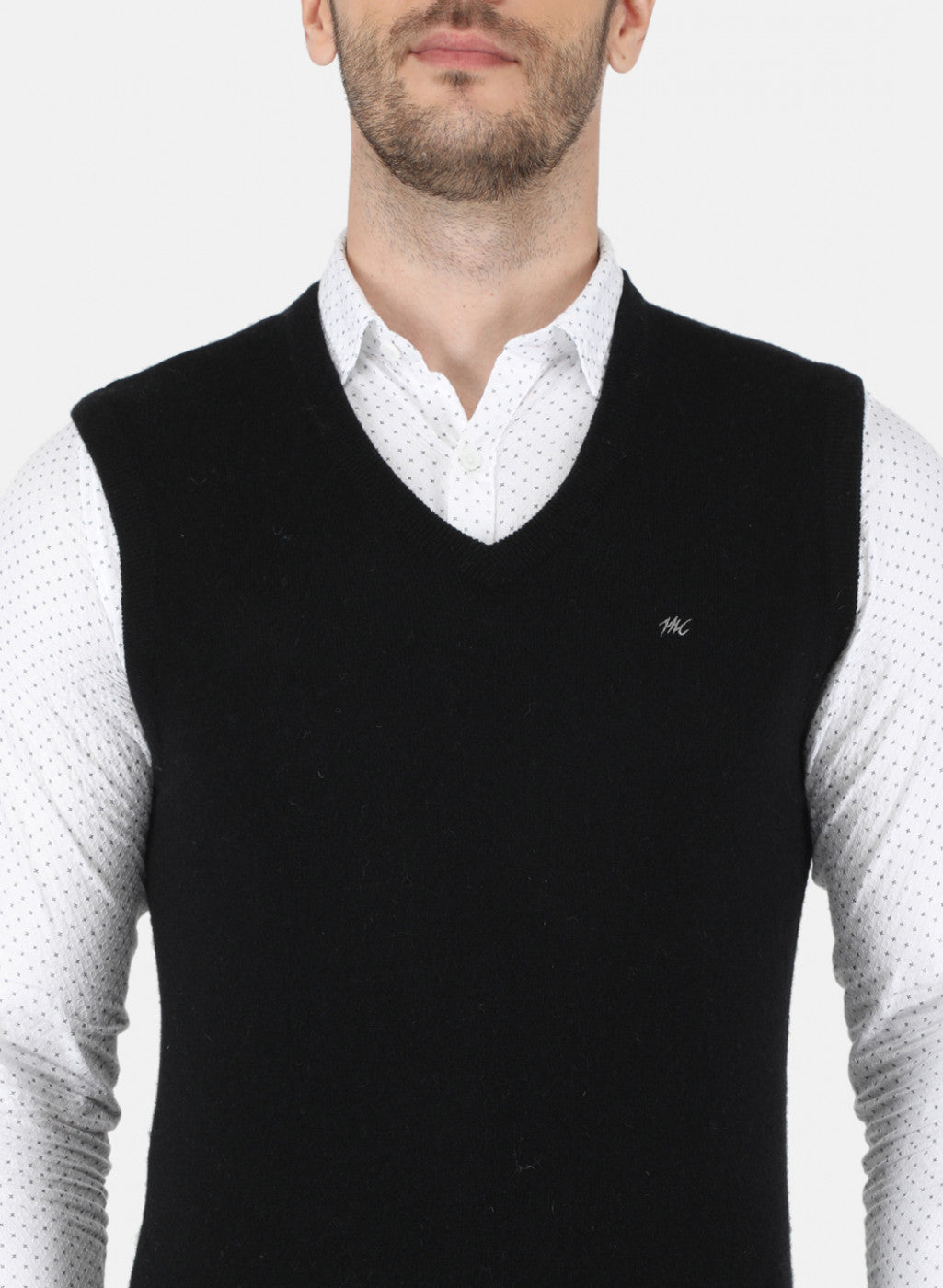 Men Black Solid Sweater