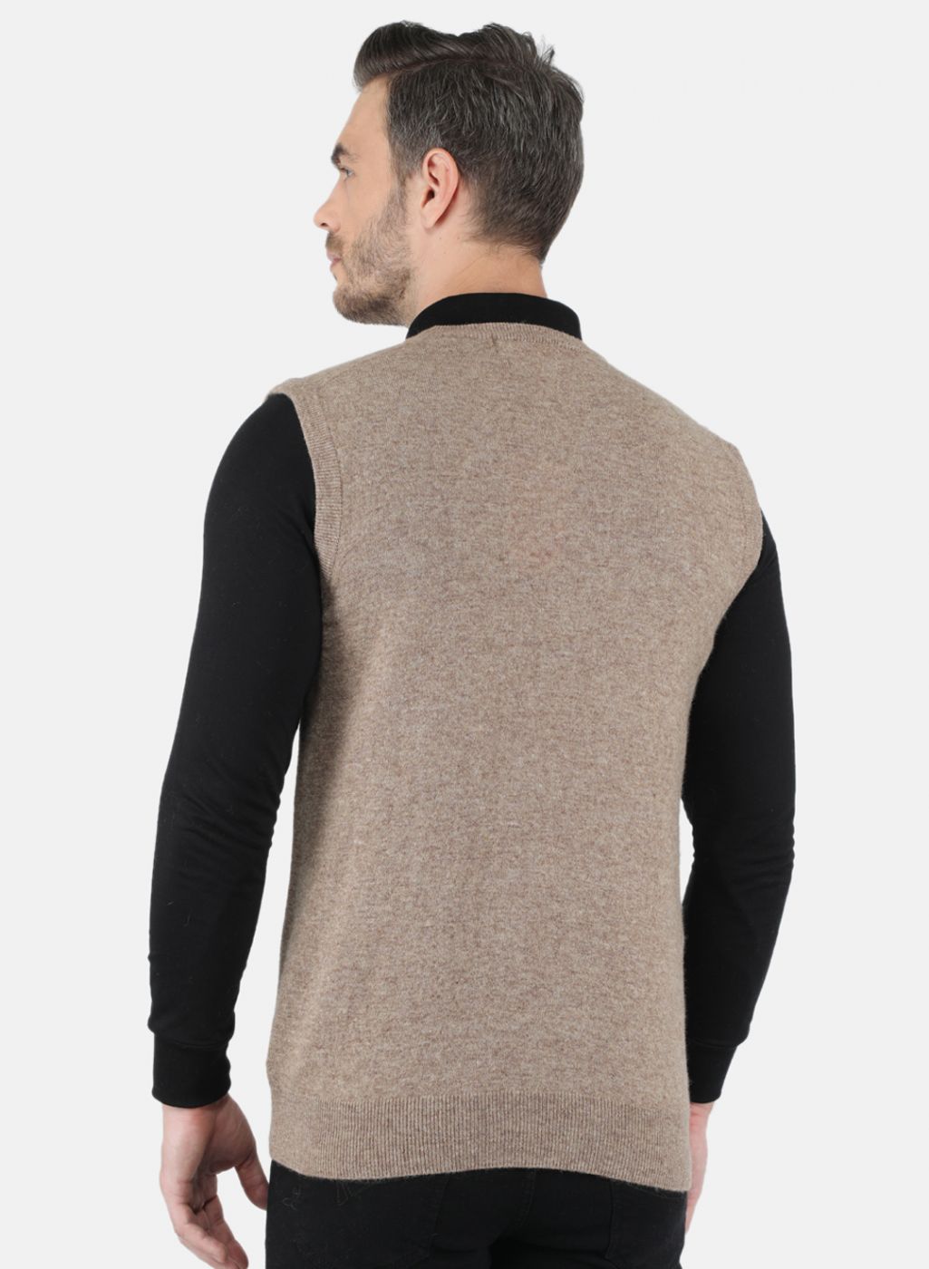 Men Beige Solid Sweater