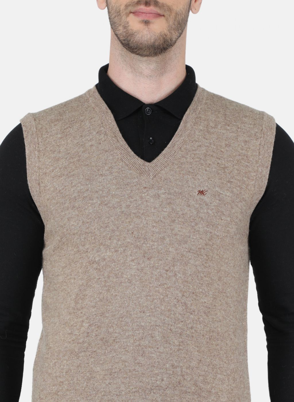 Men Beige Solid Sweater