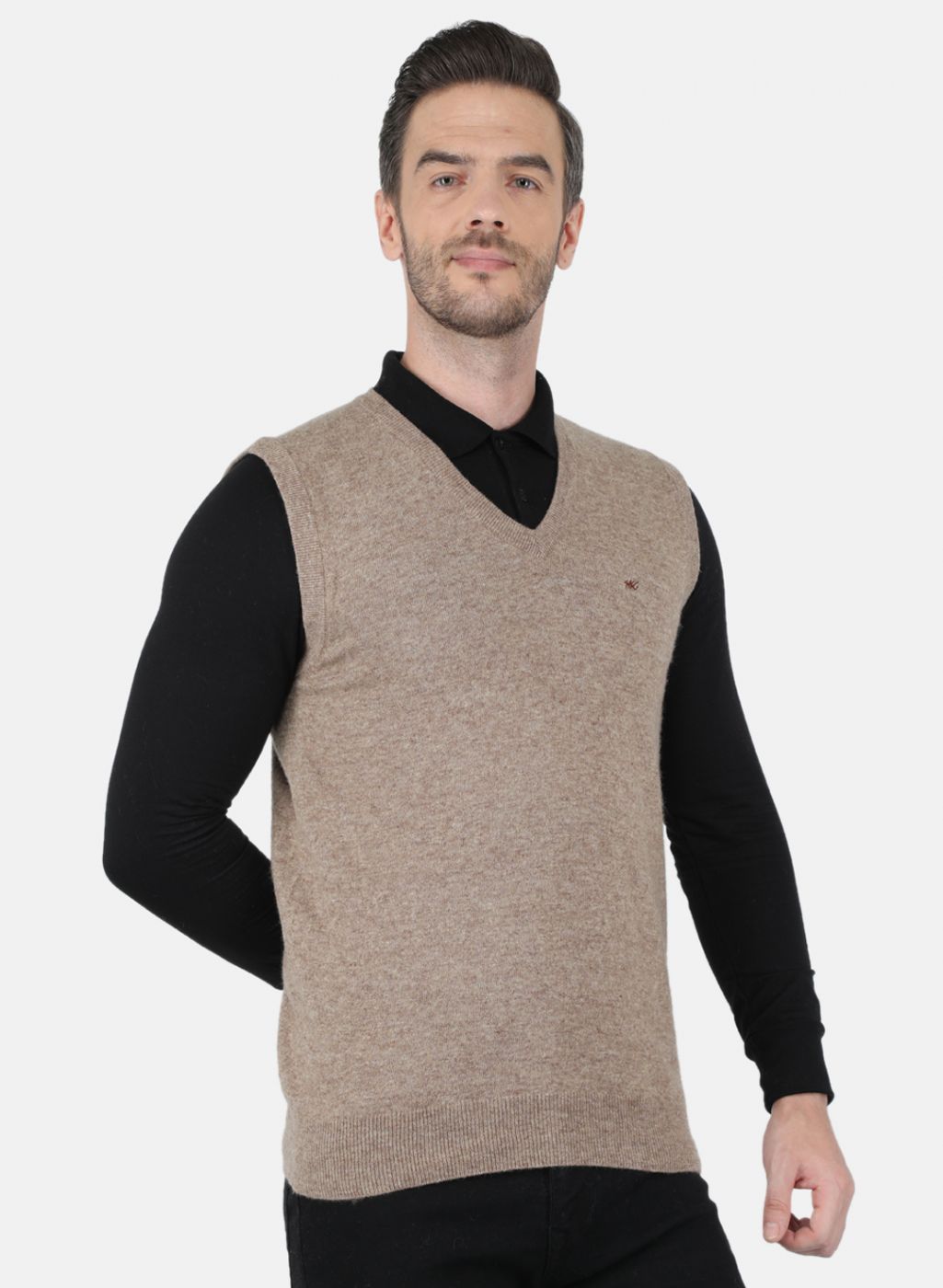 Men Beige Solid Sweater