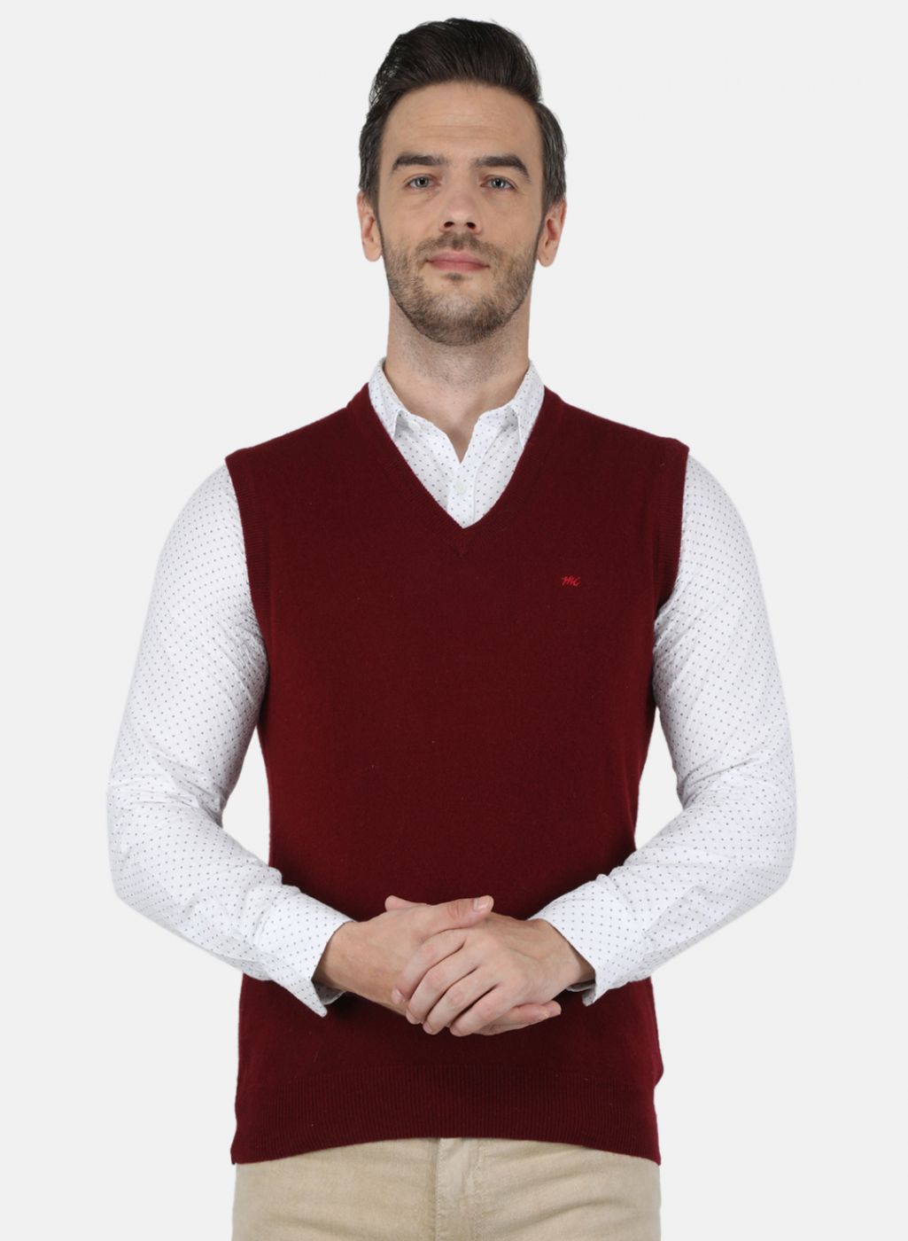 Men Maroon Solid Sweater