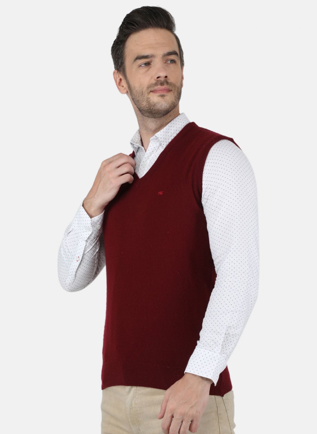 Men Maroon Solid Sweater