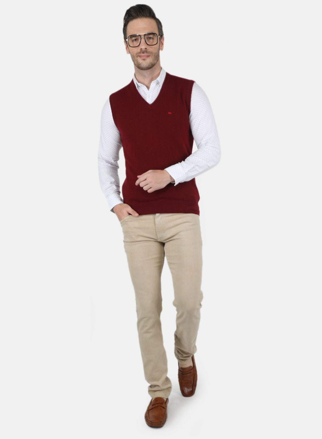 Men Maroon Solid Sweater