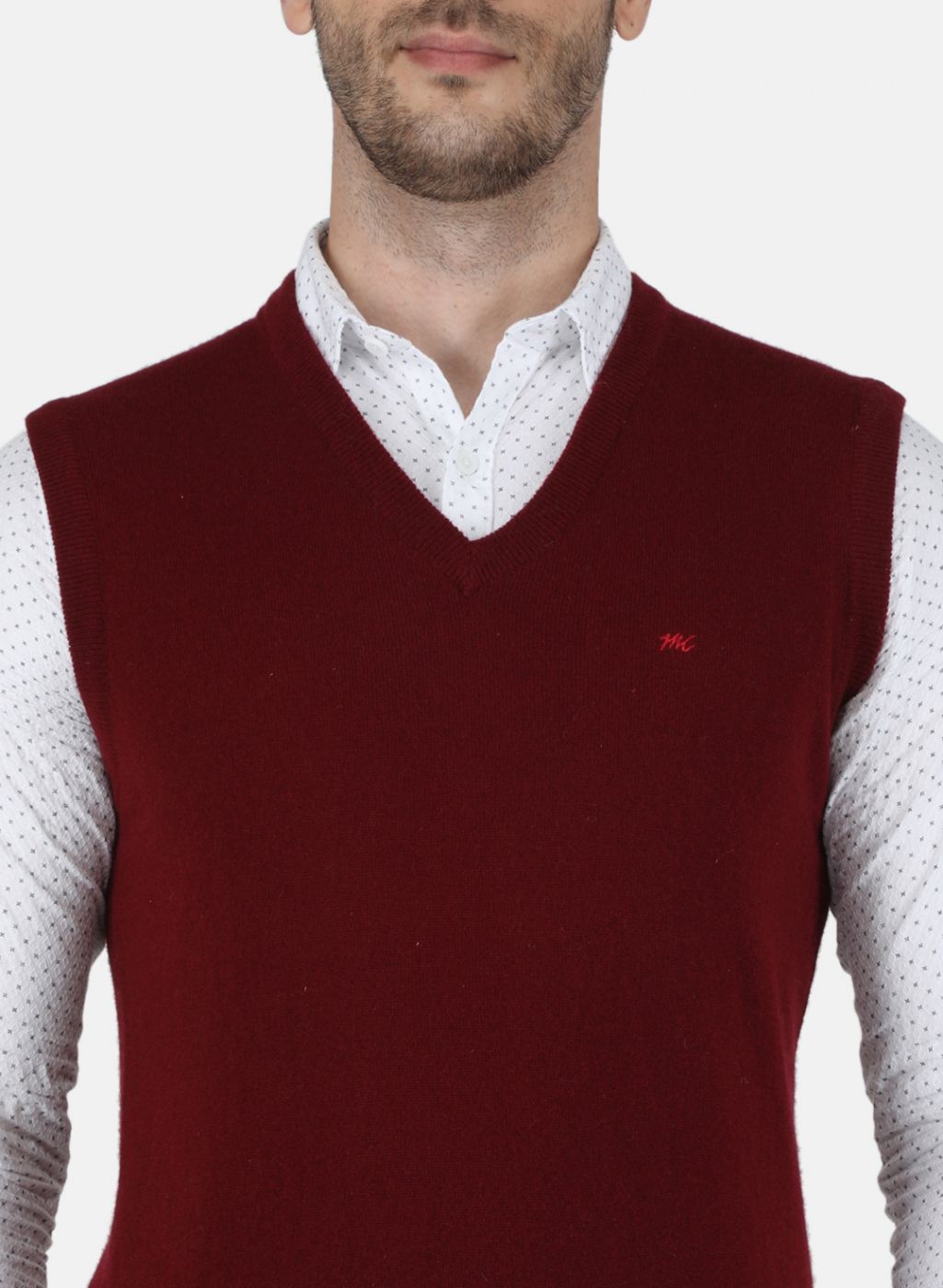 Men Maroon Solid Sweater