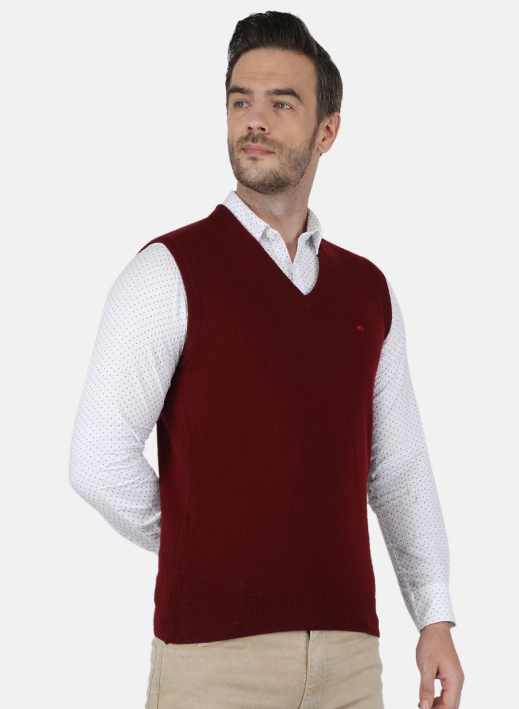 Men Maroon Solid Sweater