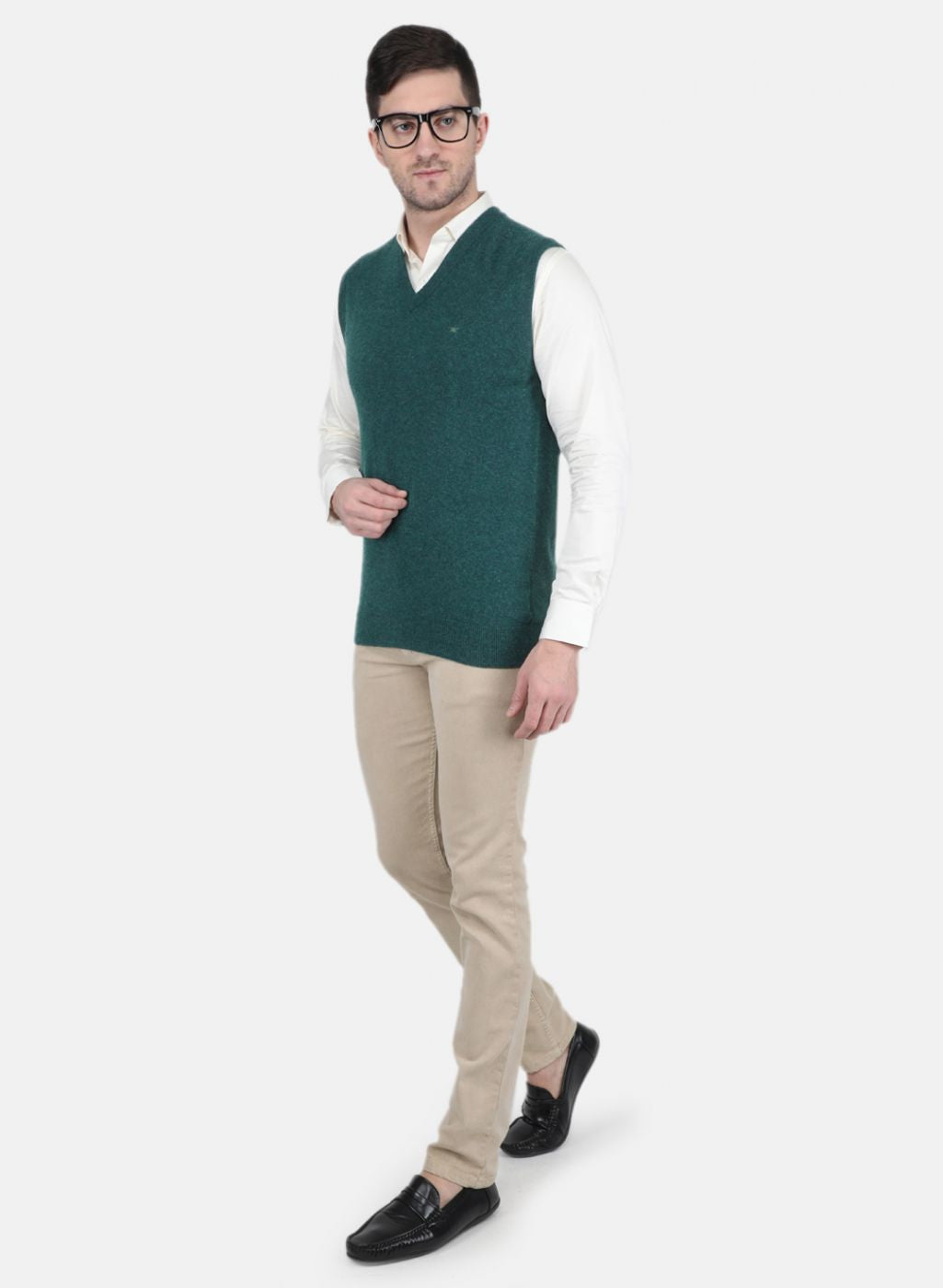 Men Green Solid Sweater