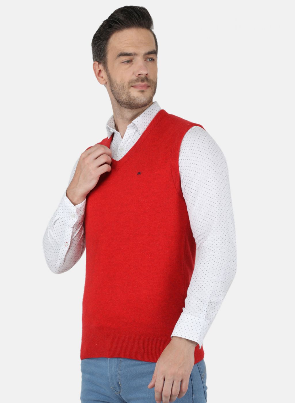 Men Red Solid Sweater