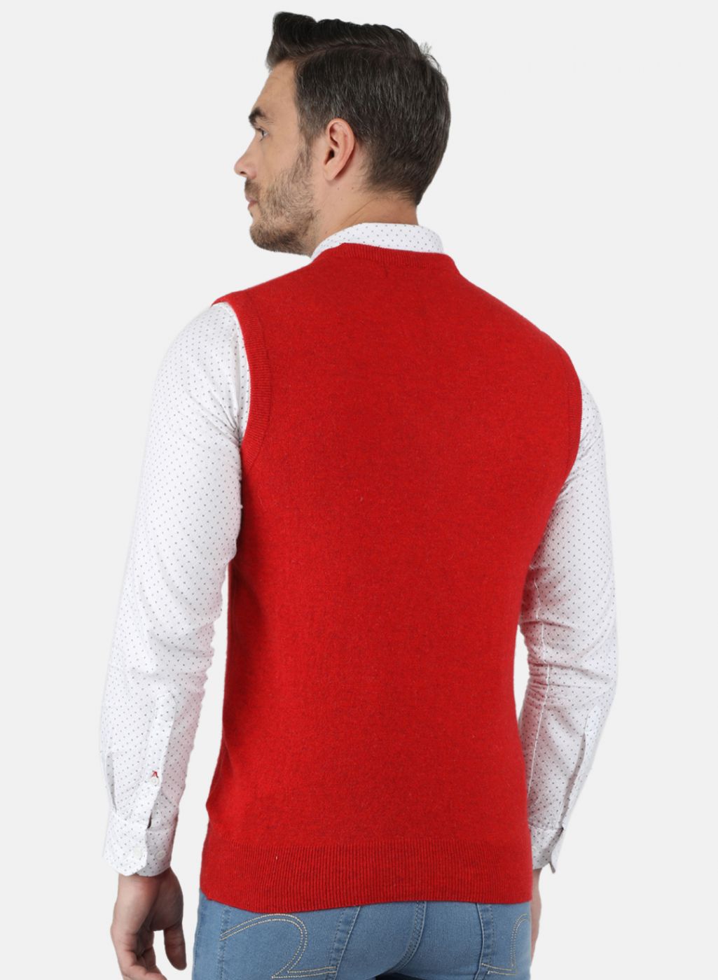 Men Red Solid Sweater