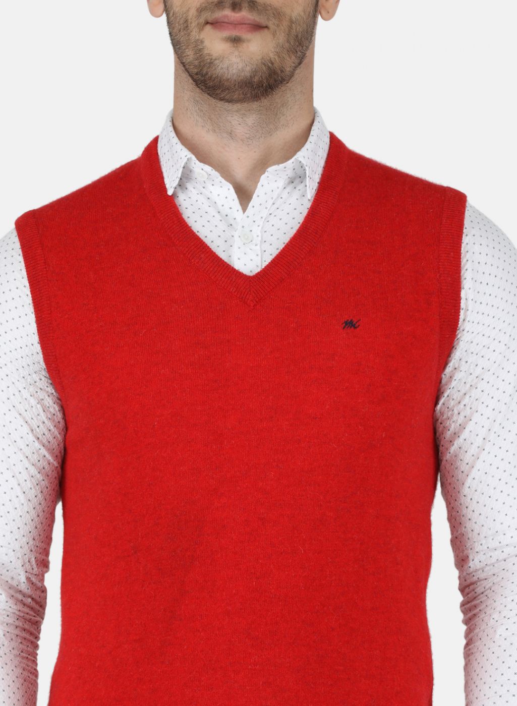 Men Red Solid Sweater