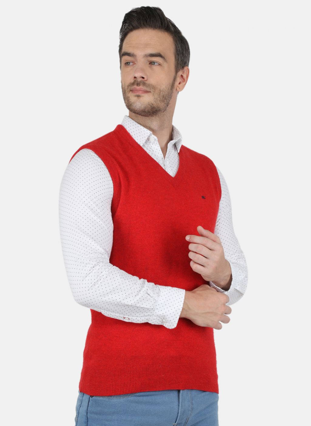 Men Red Solid Sweater