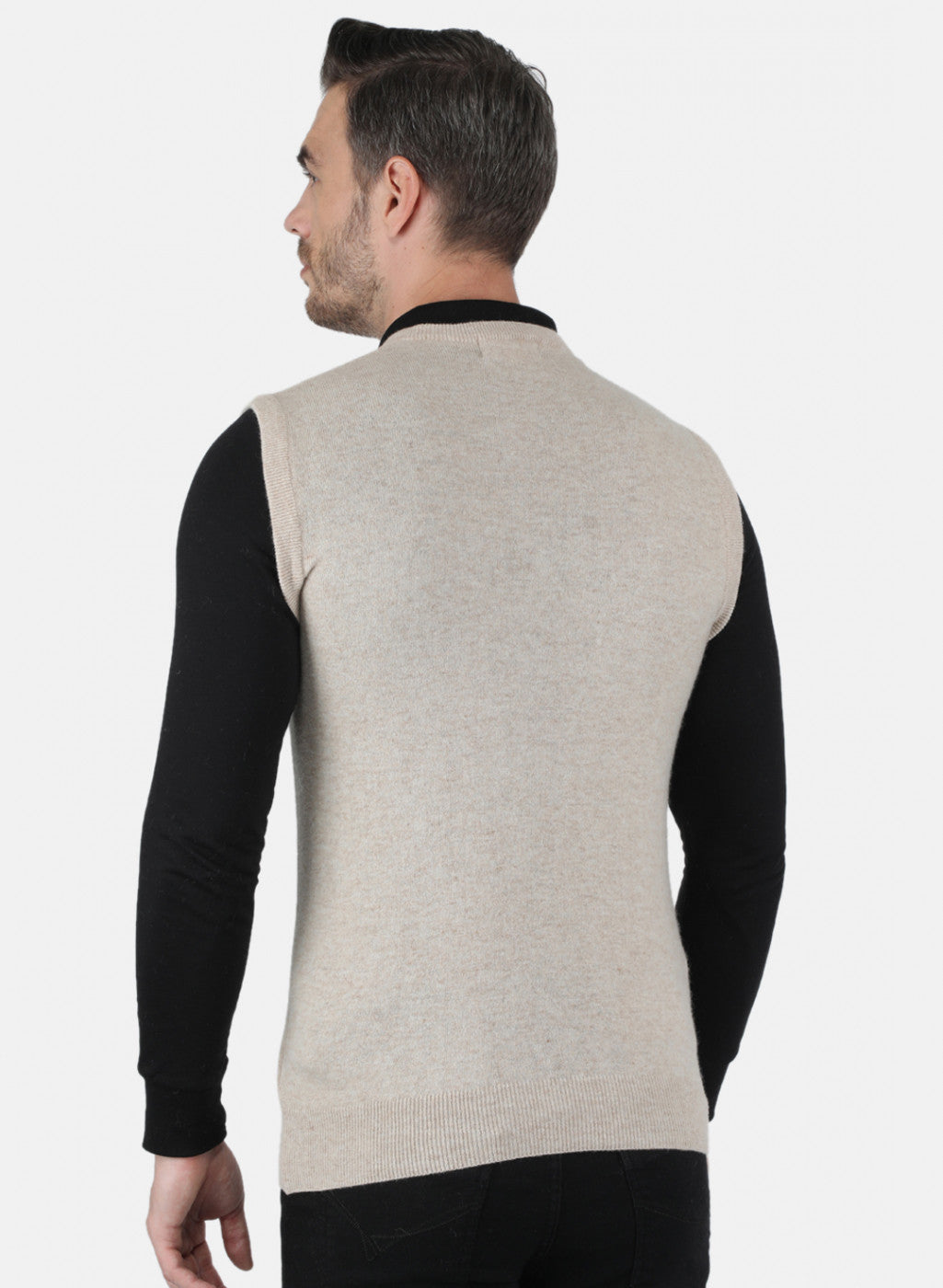 Men Beige Solid Sweater