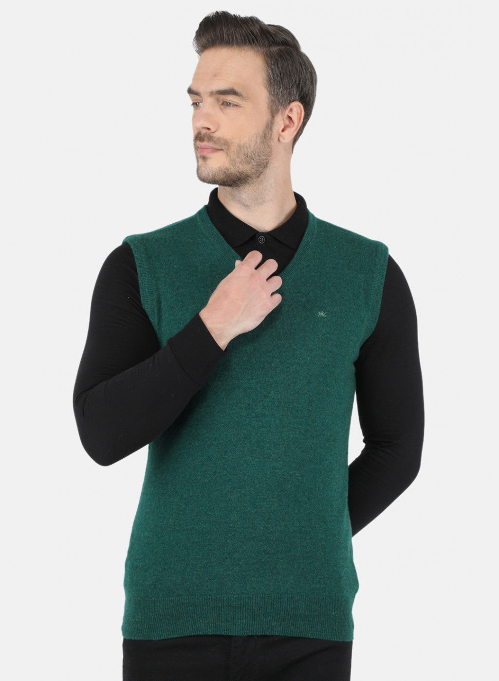 Men Green Solid Sweater