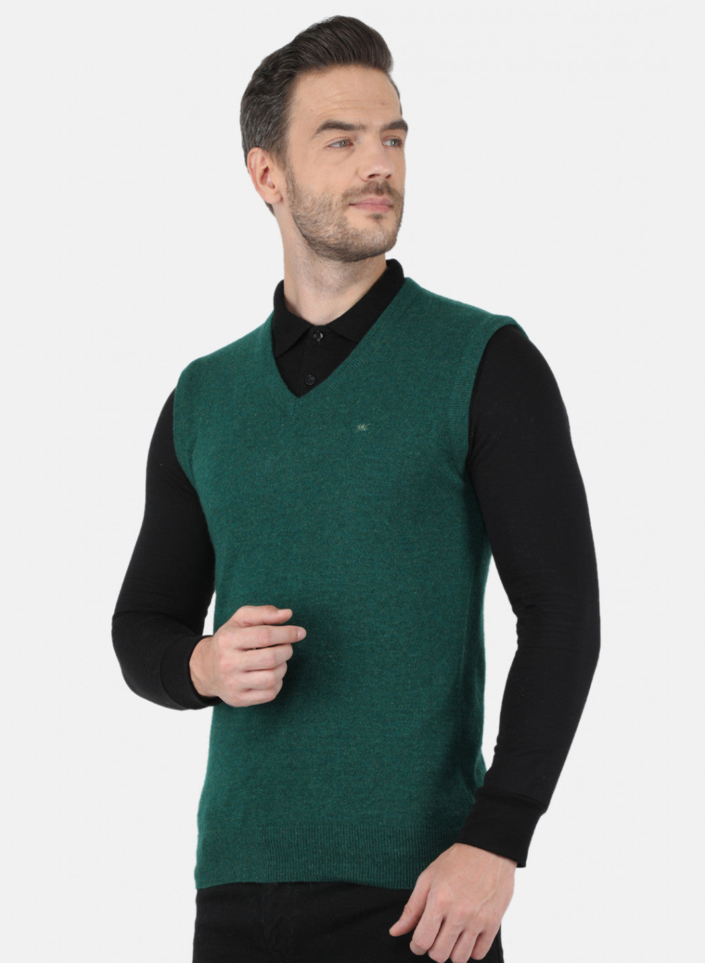 Men Green Solid Sweater