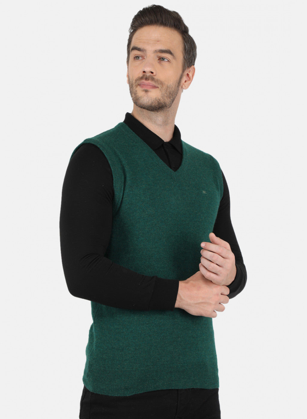 Men Green Solid Sweater