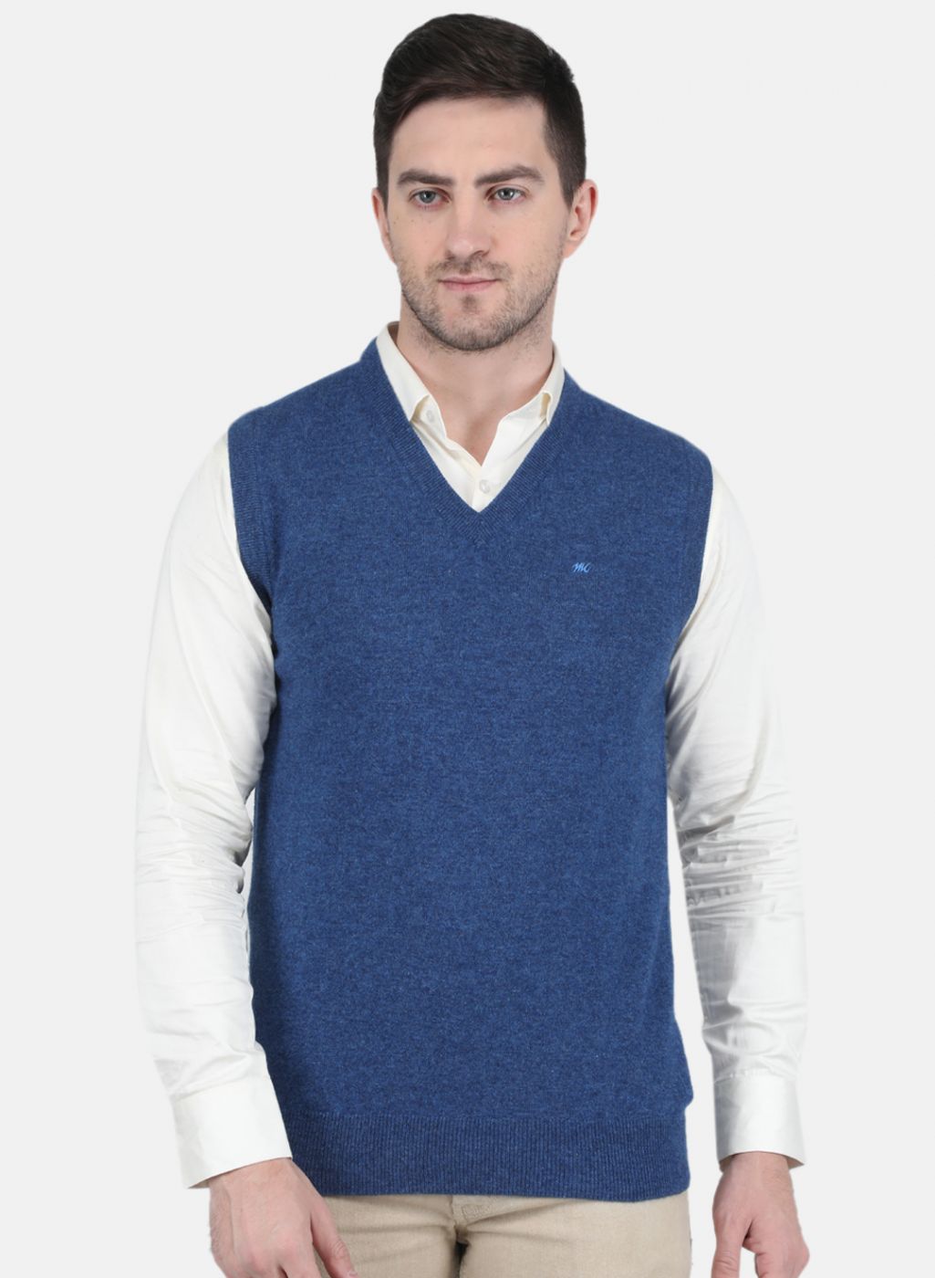 Men Blue Solid Sweater