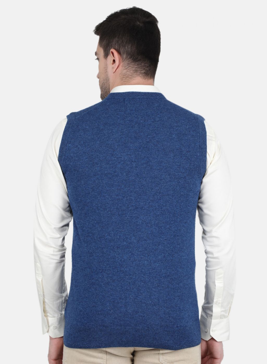 Men Blue Solid Sweater