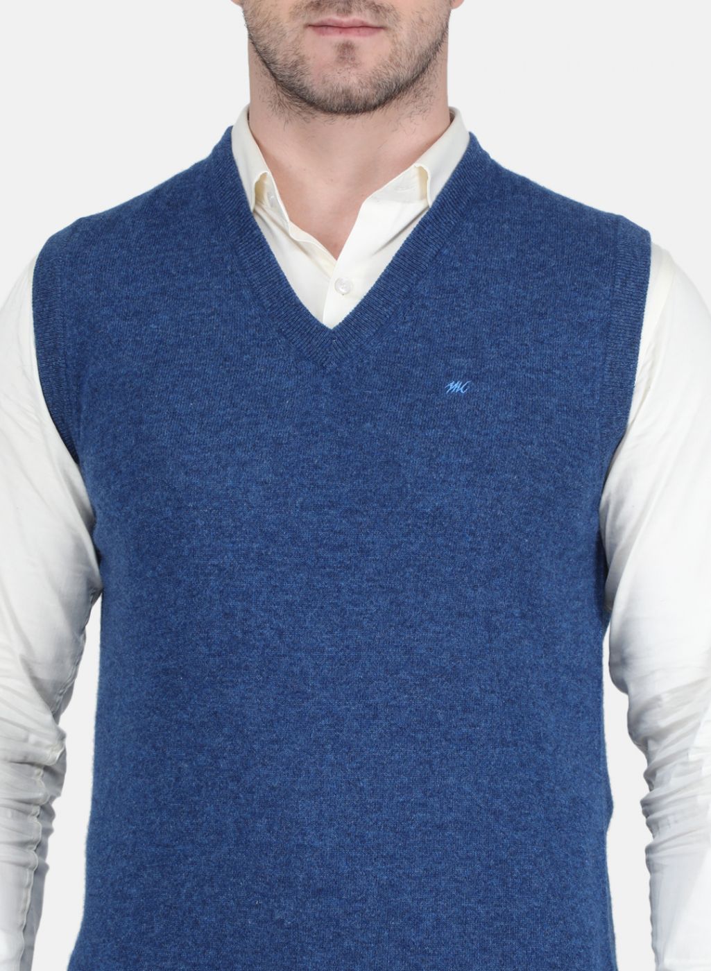 Men Blue Solid Sweater