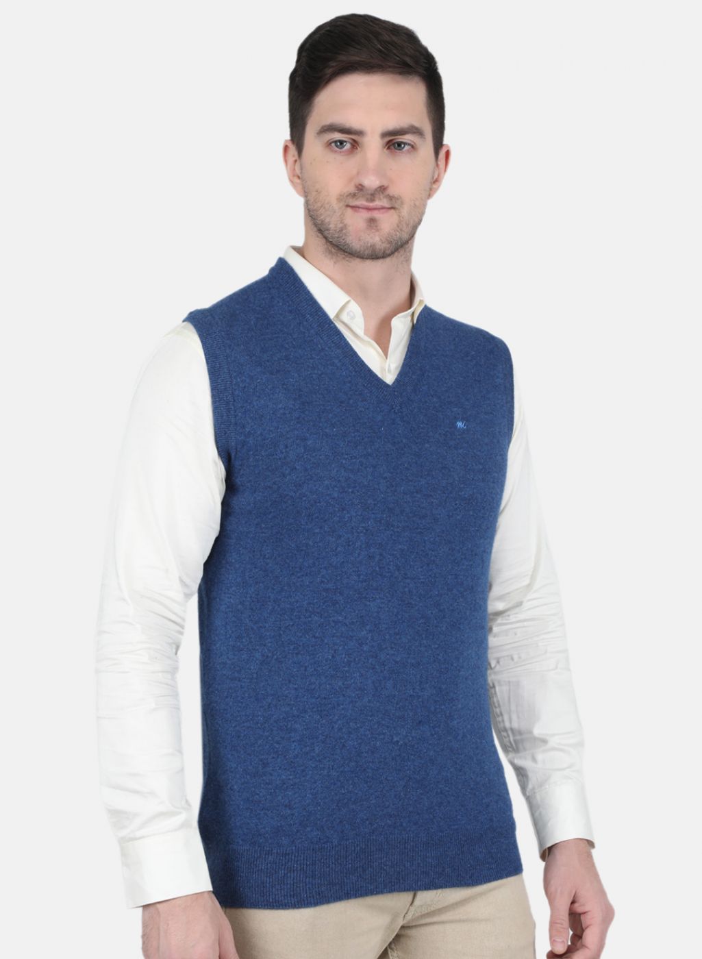 Men Blue Solid Sweater