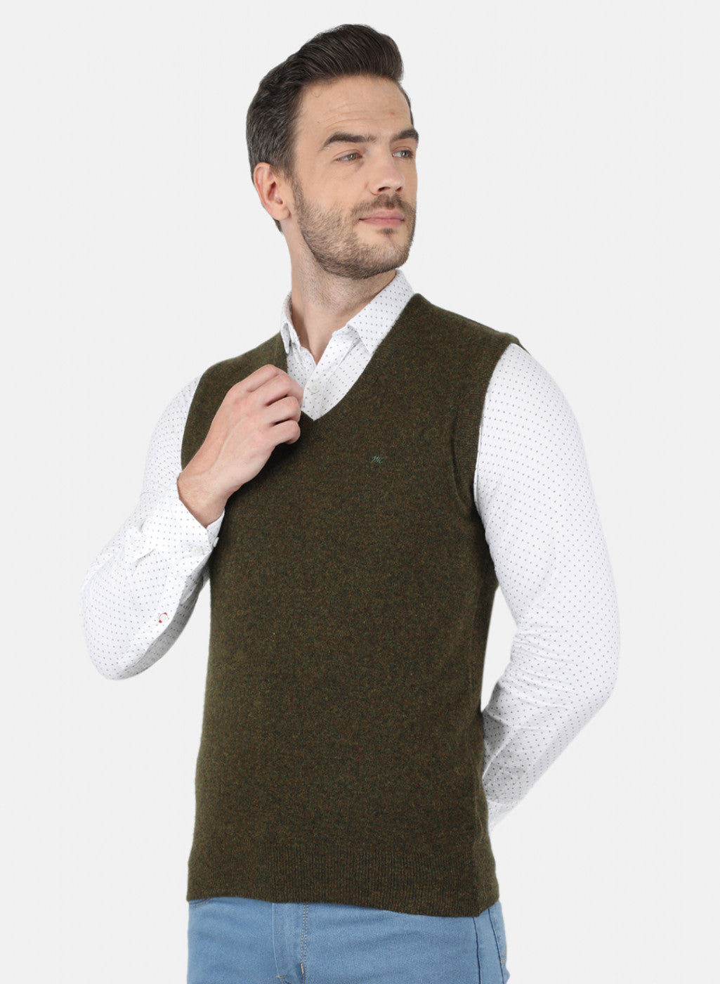 Men Olive Solid Sweater