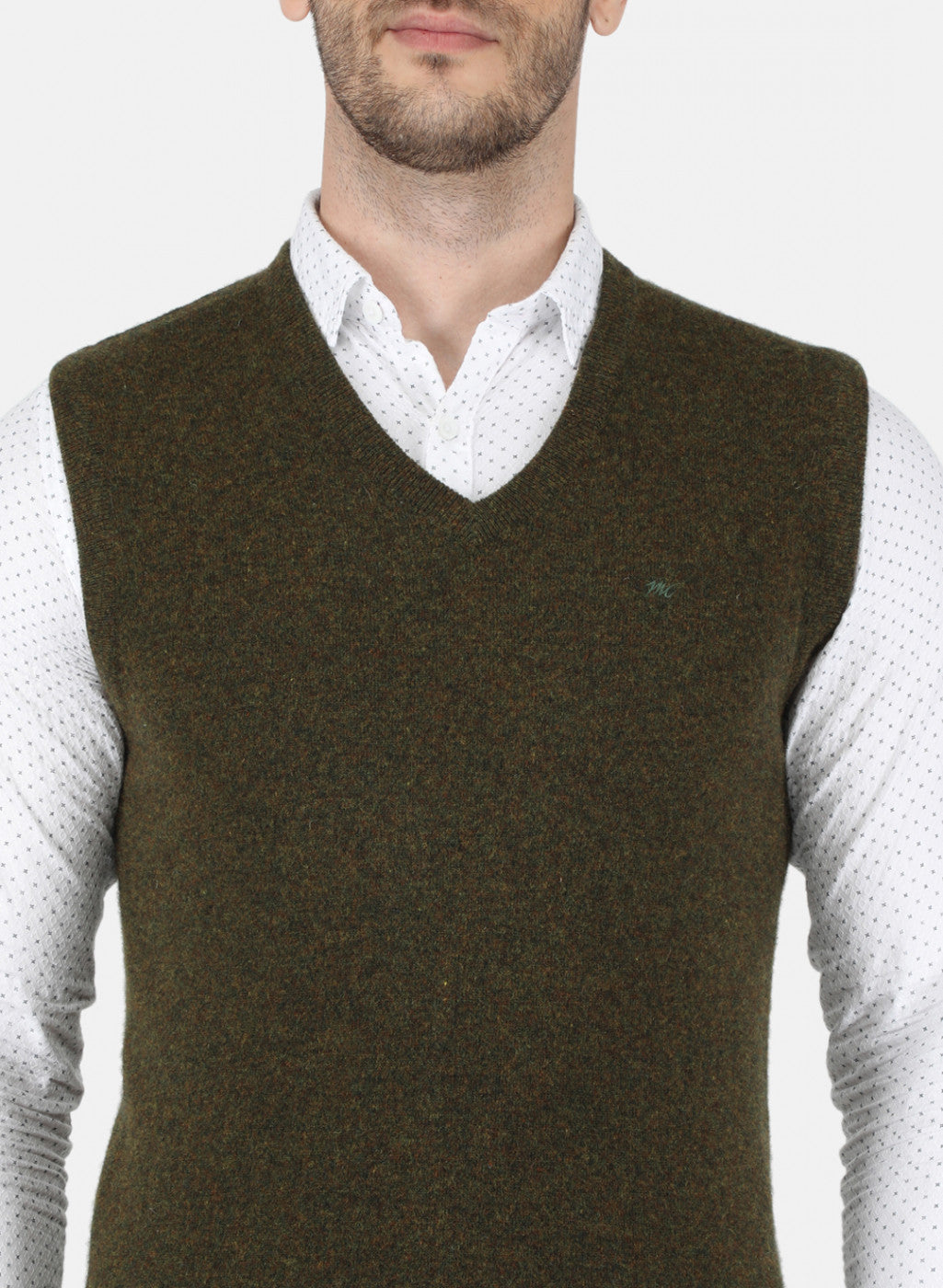 Men Olive Solid Sweater