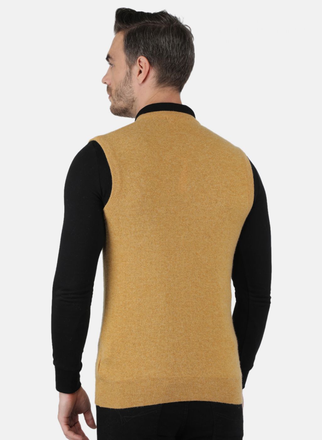 Men Mustard Solid Sweater