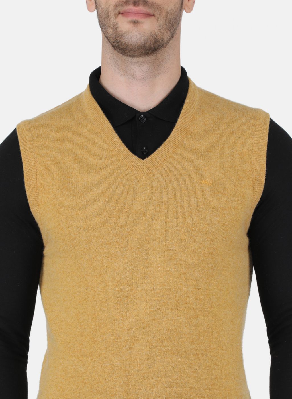 Men Mustard Solid Sweater