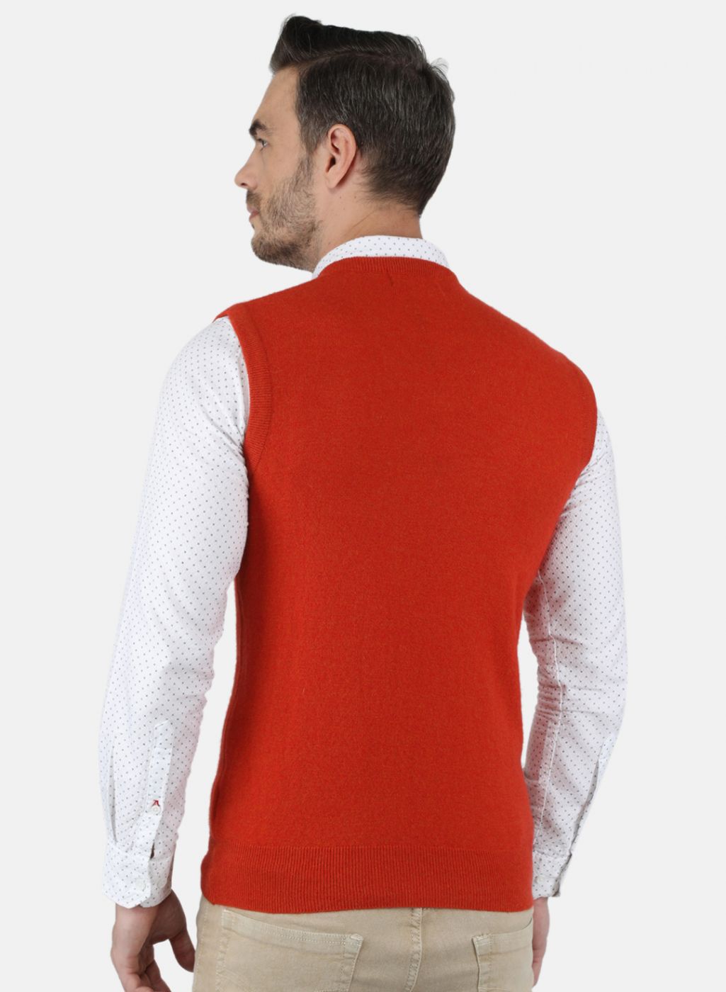 Men Orange Solid Sweater