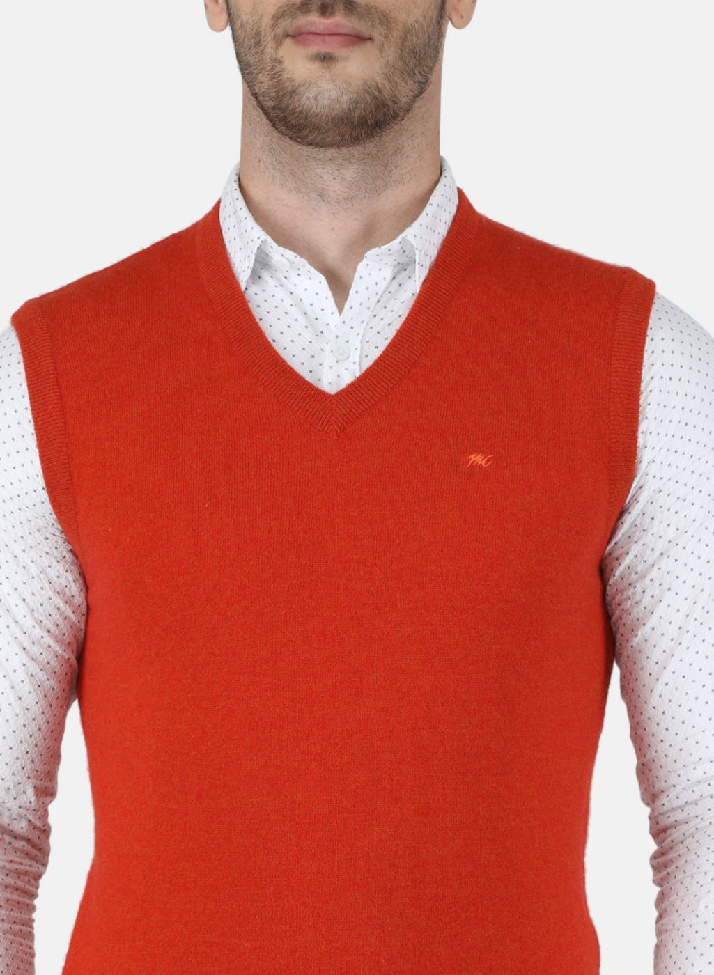 Men Orange Solid Sweater