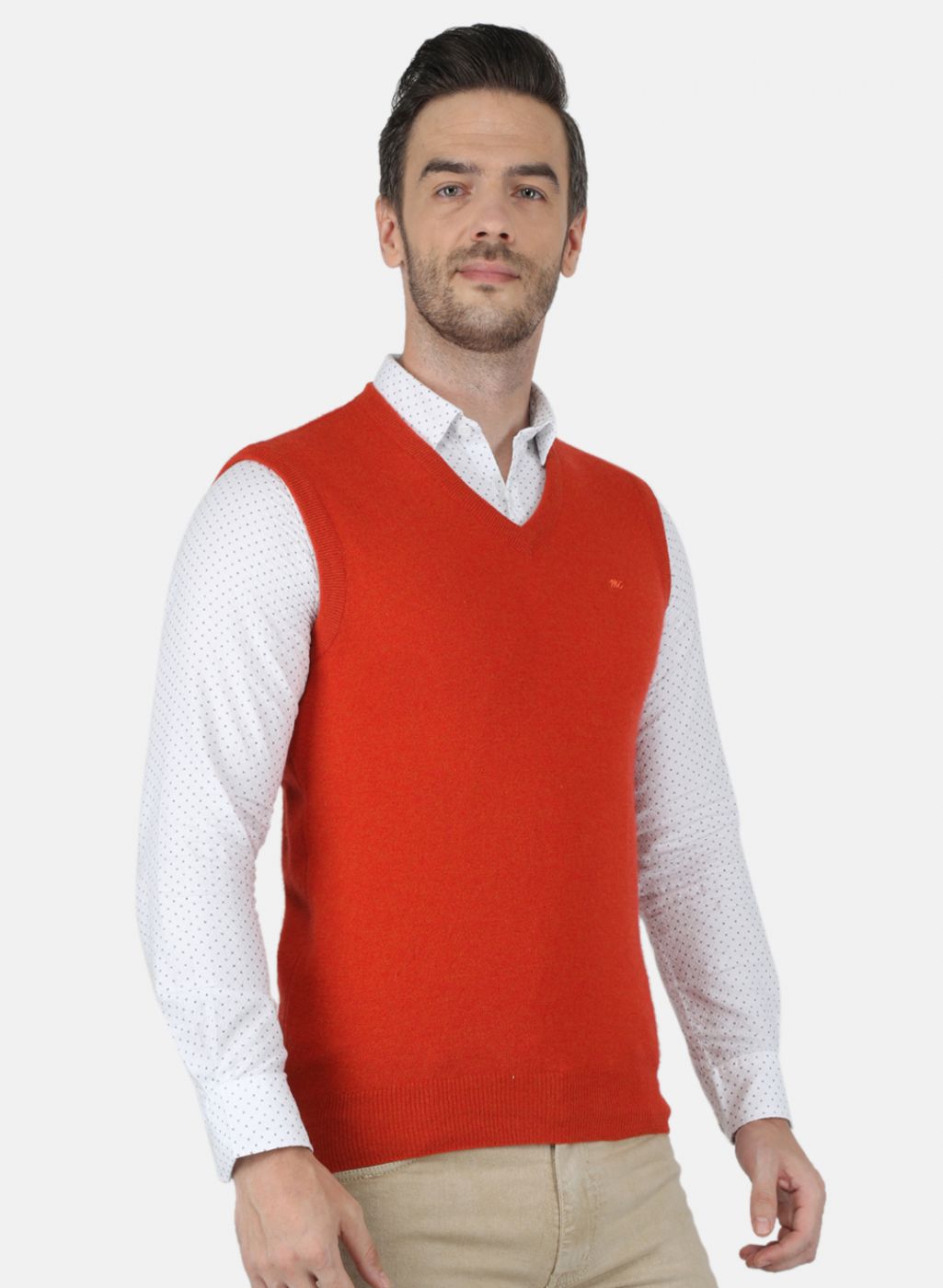 Men Orange Solid Sweater