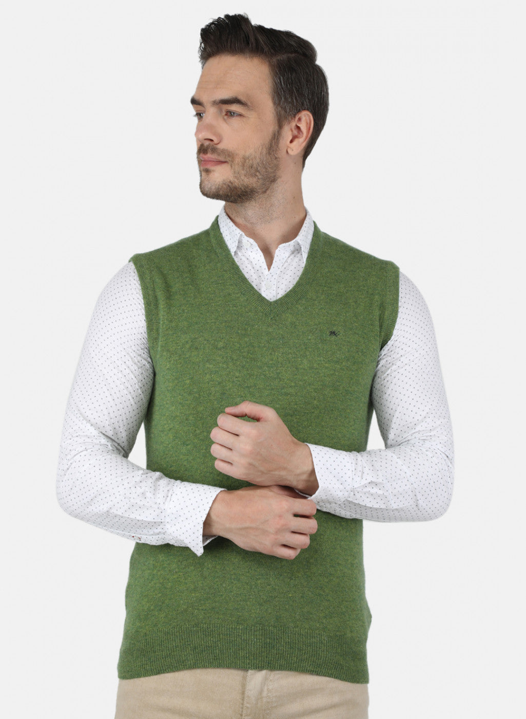 Men Green Solid Sweater