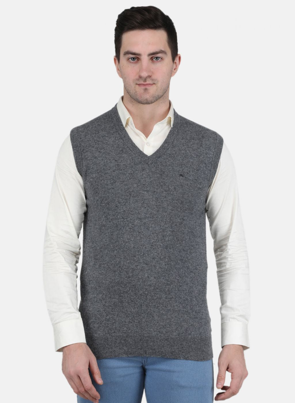 Men Grey Solid Sweater