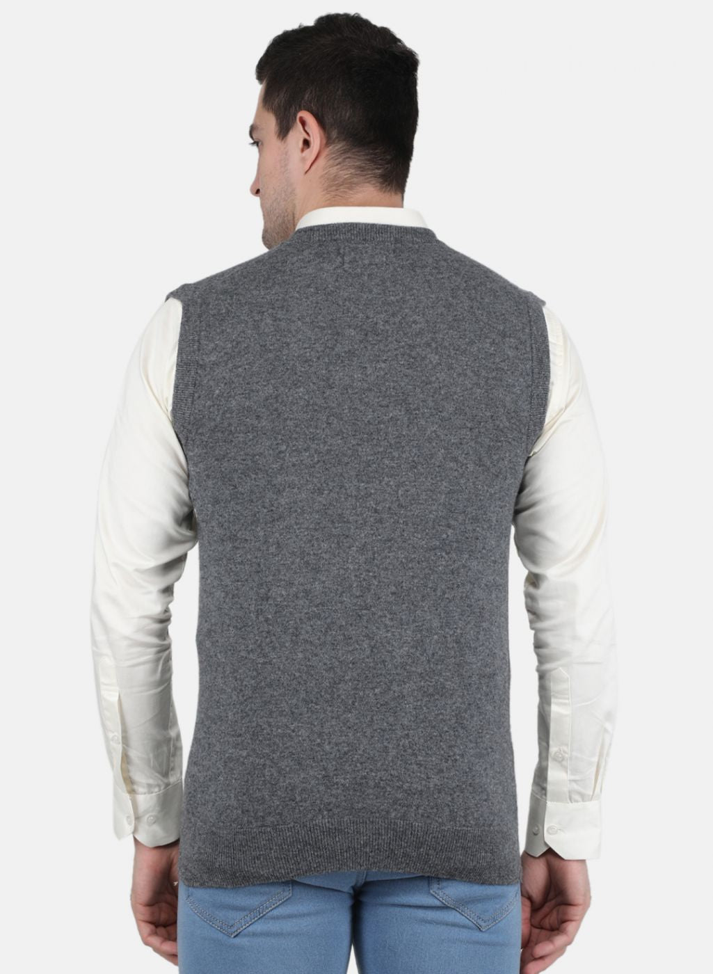 Men Grey Solid Sweater