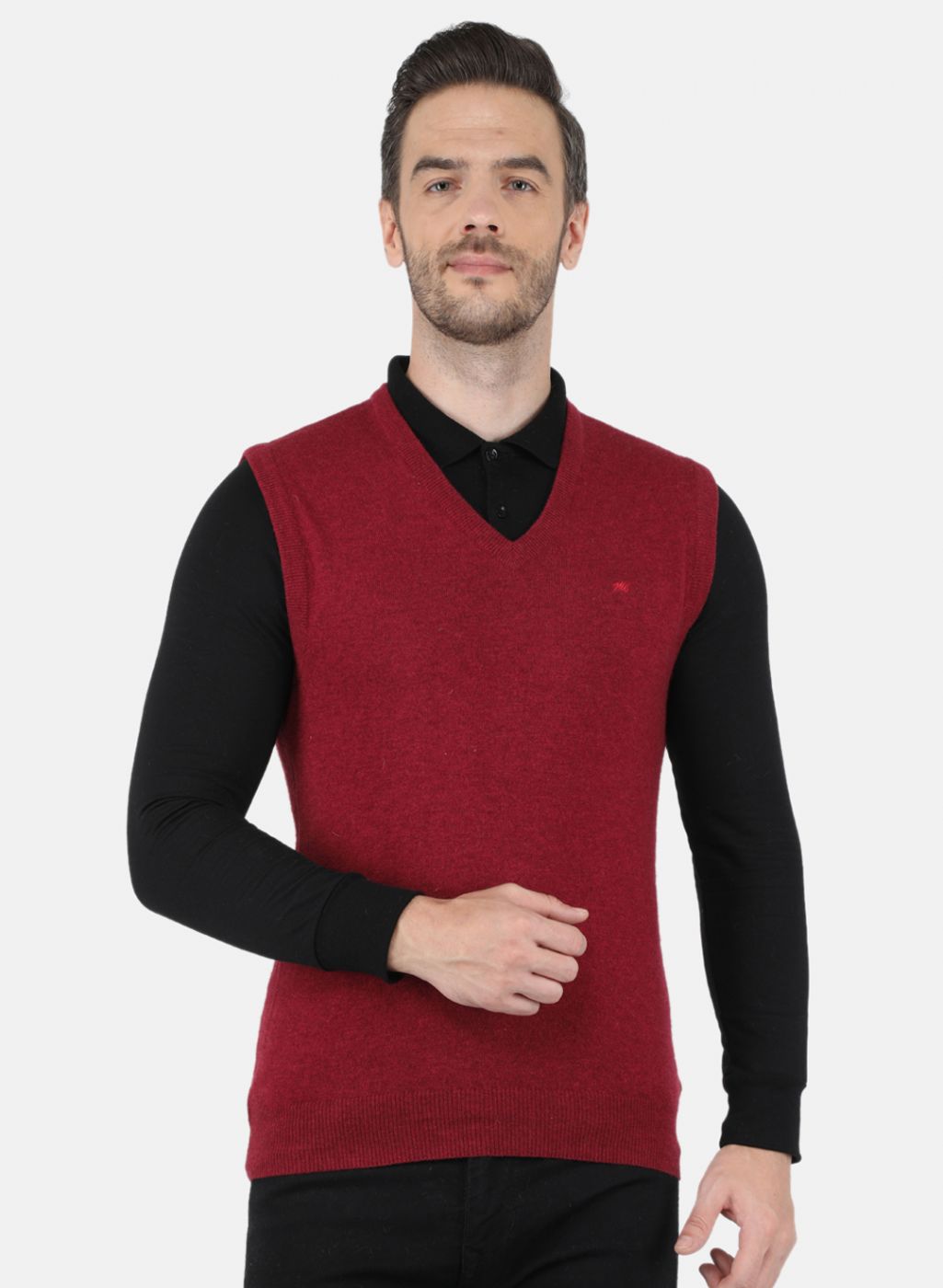 Men Red Solid Sweater