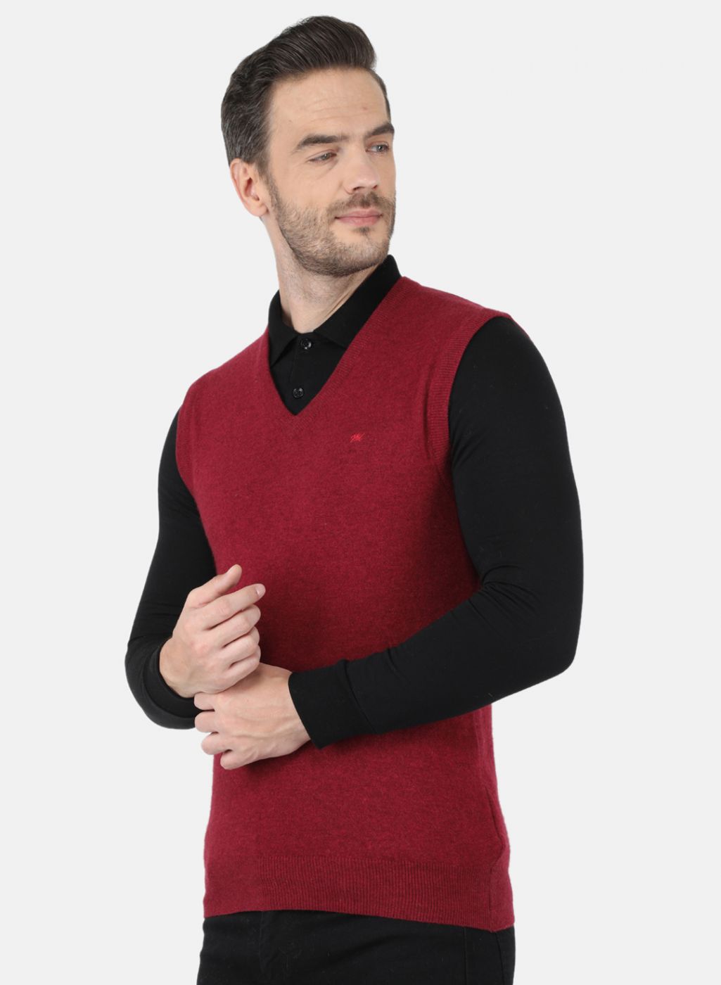 Men Red Solid Sweater