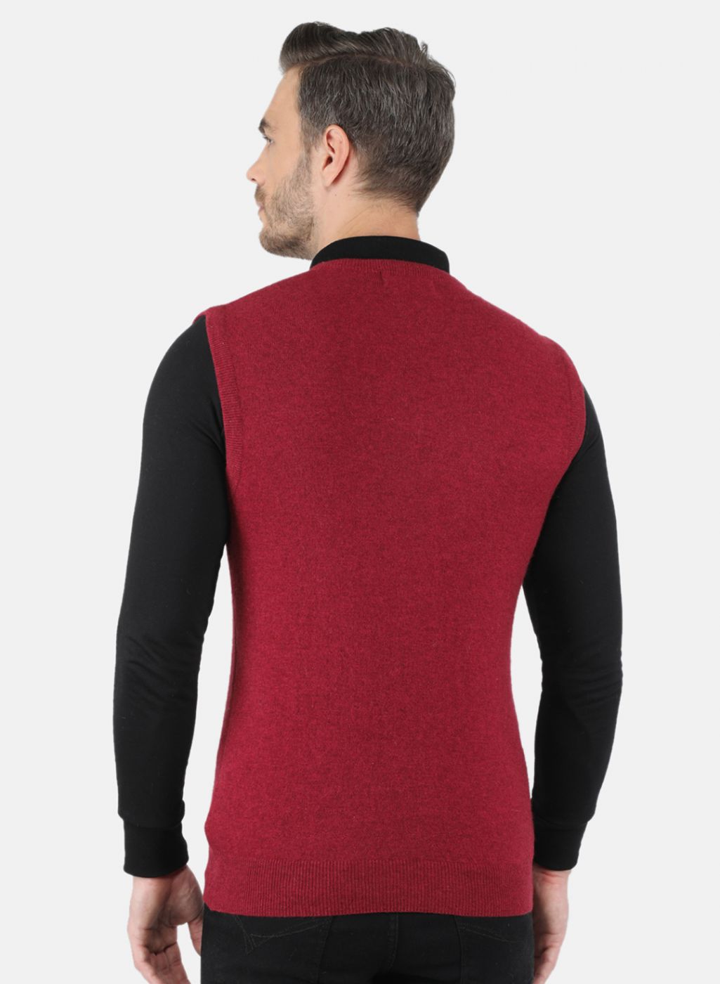 Men Red Solid Sweater