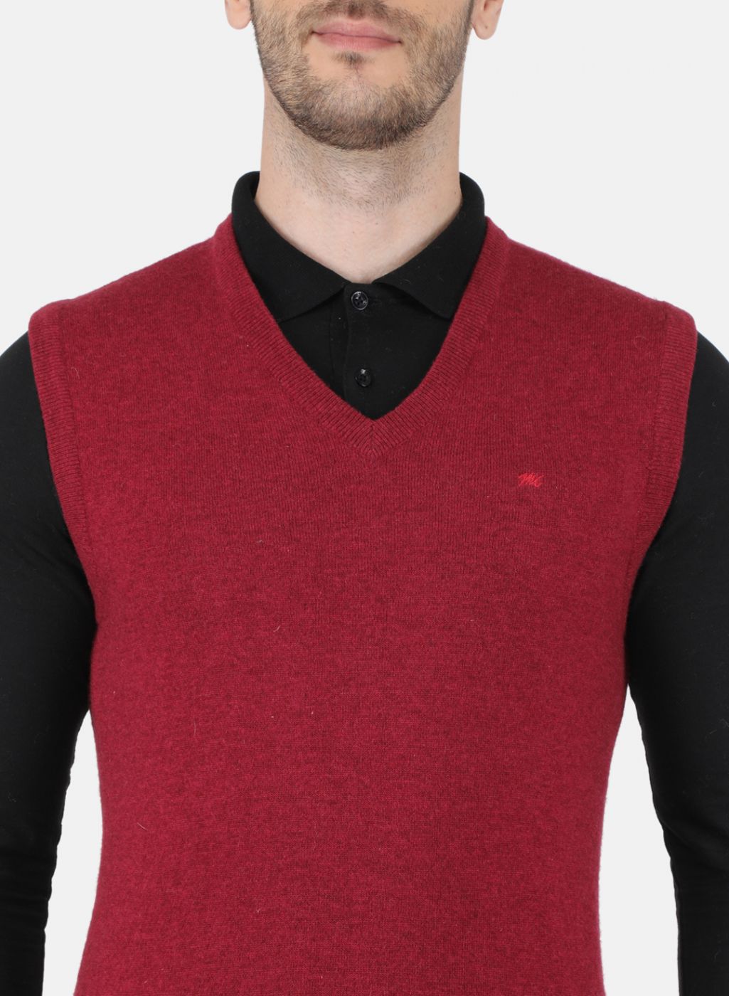 Men Red Solid Sweater