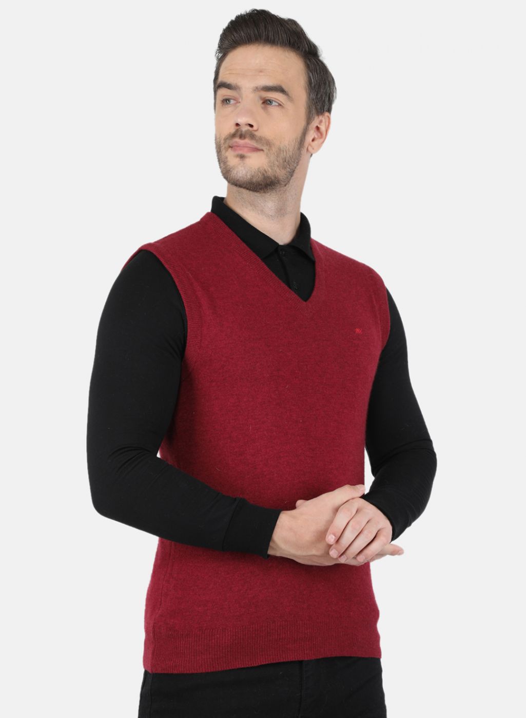 Men Red Solid Sweater