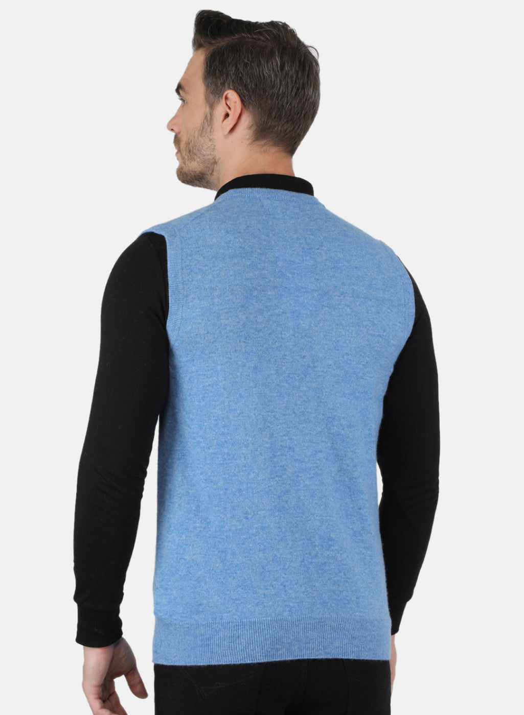 Men Blue Solid Sweater