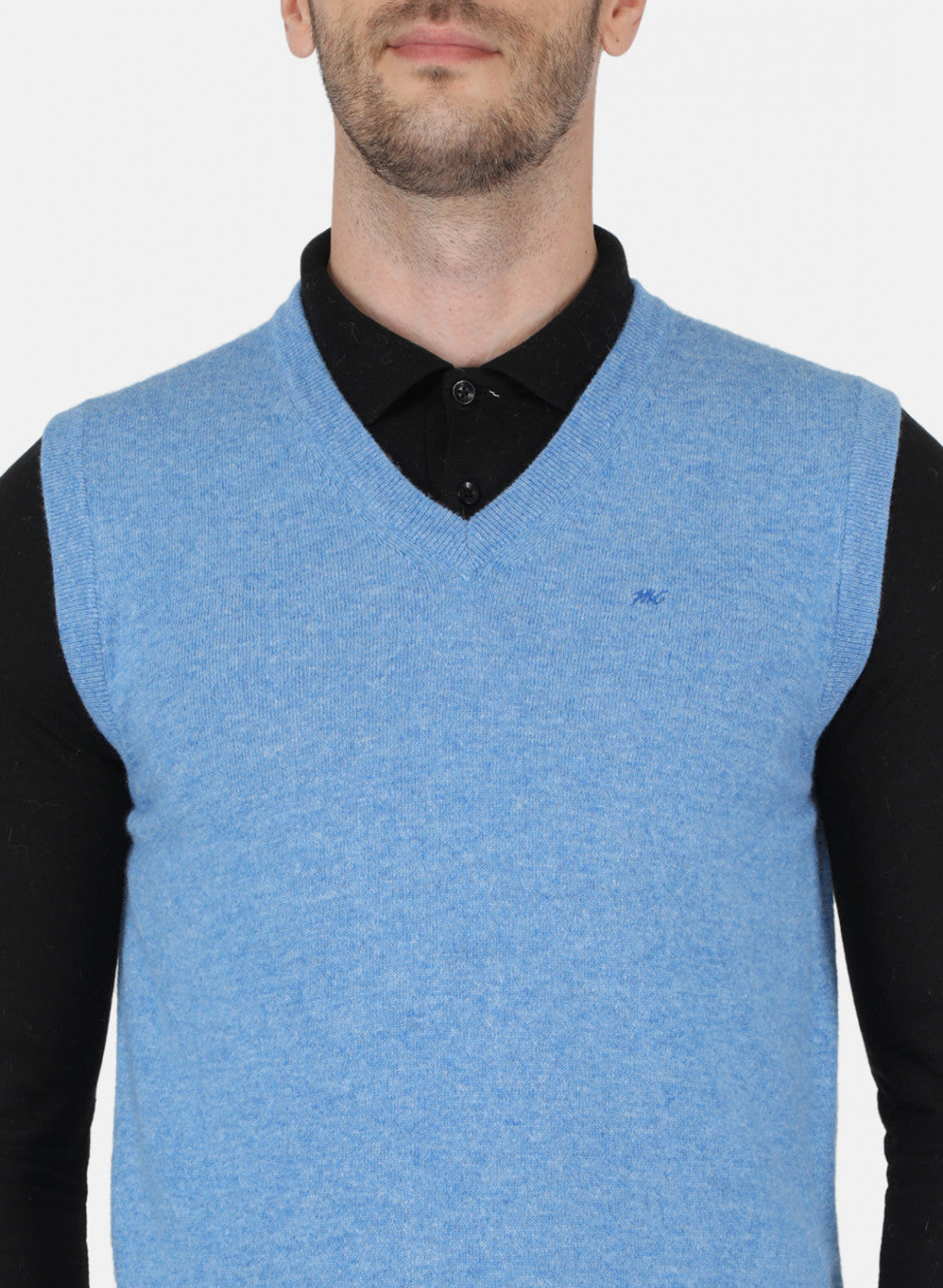 Men Blue Solid Sweater