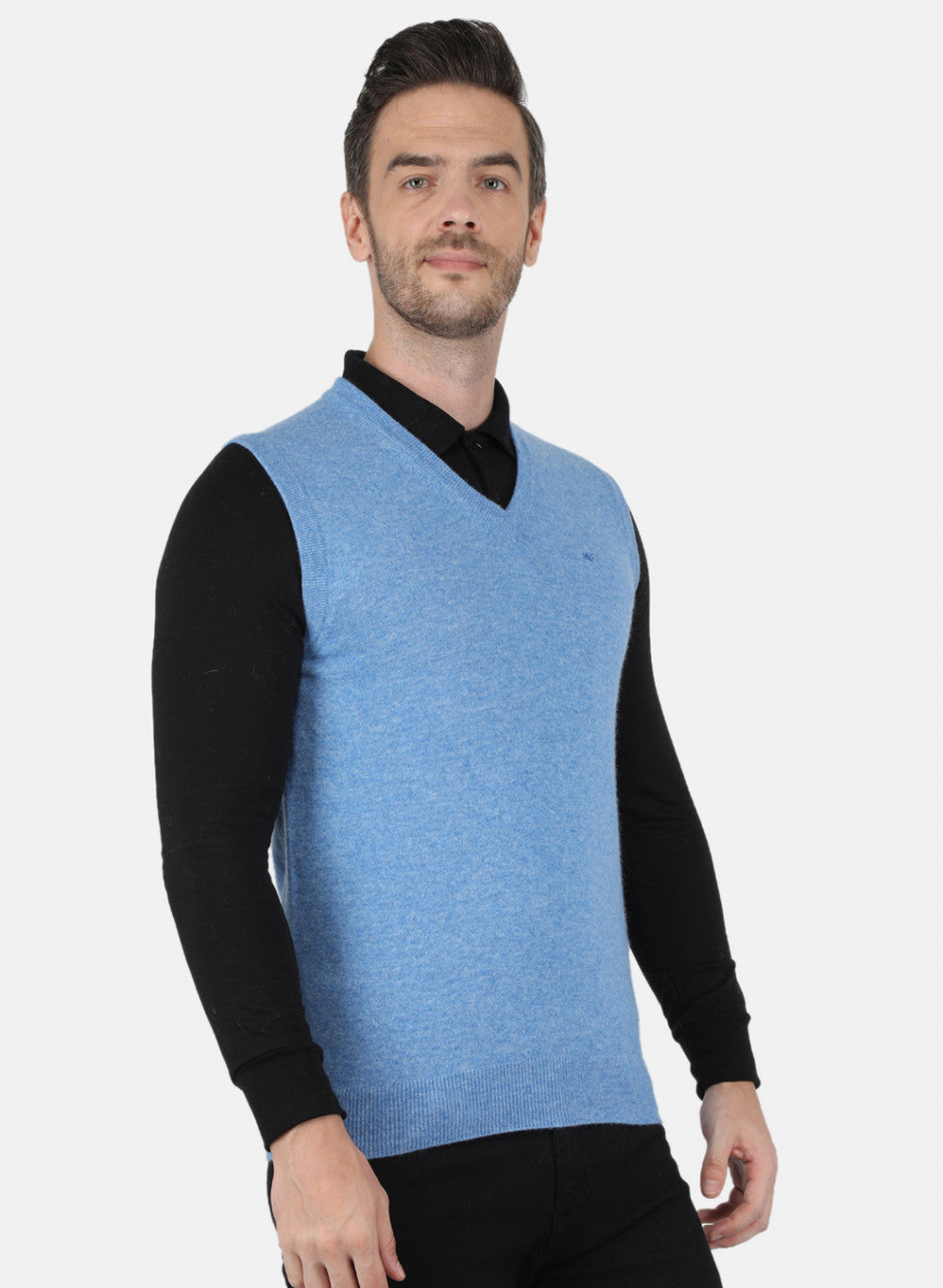 Men Blue Solid Sweater