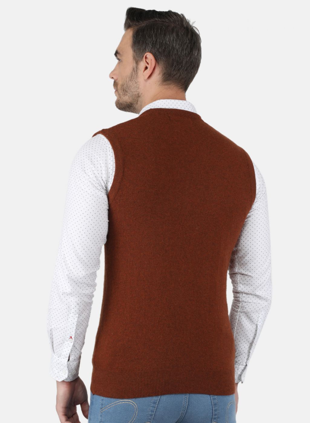 Men Brown Solid Sweater