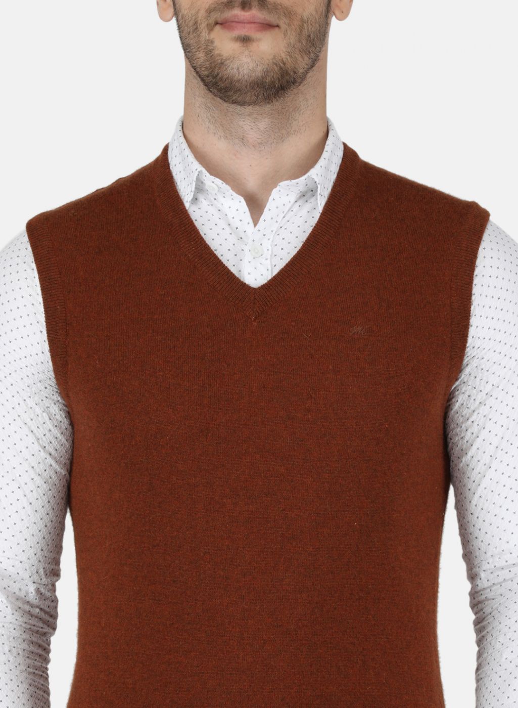 Men Brown Solid Sweater