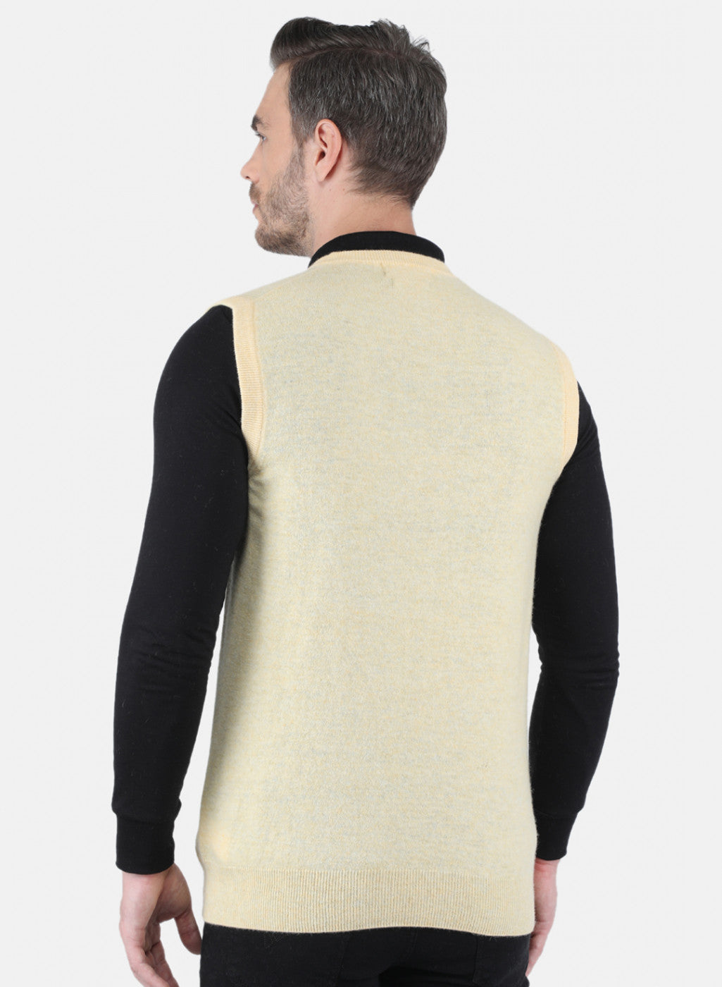 Men Light Yellow Solid Sweater