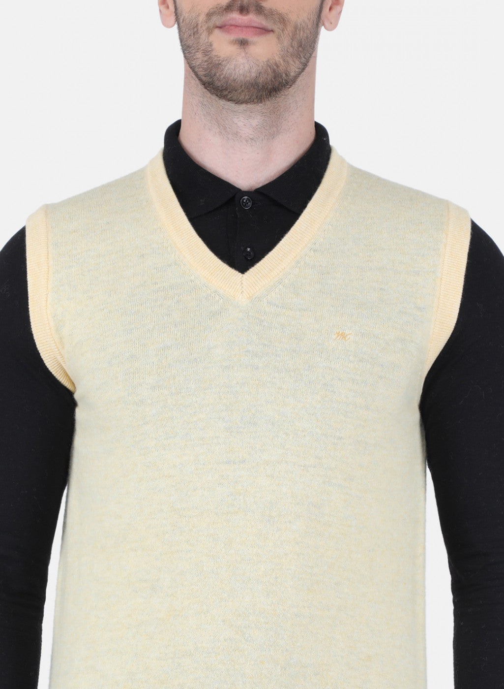 Men Light Yellow Solid Sweater