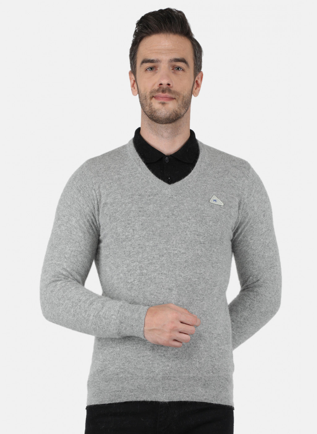 Men Grey Solid Pullover