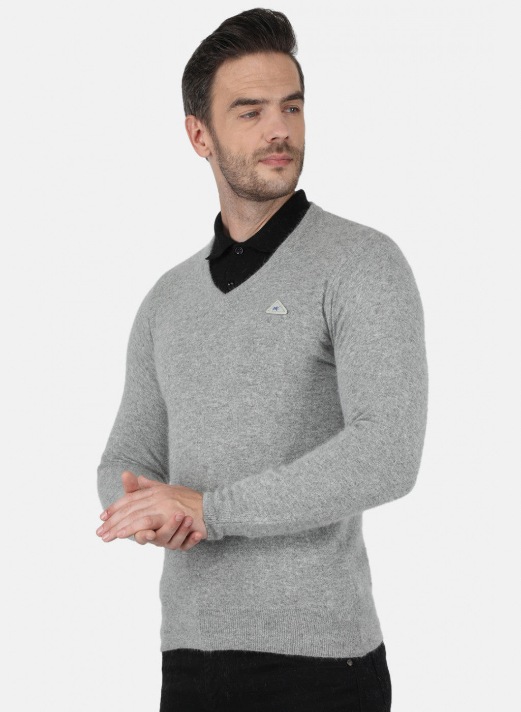 Men Grey Solid Pullover