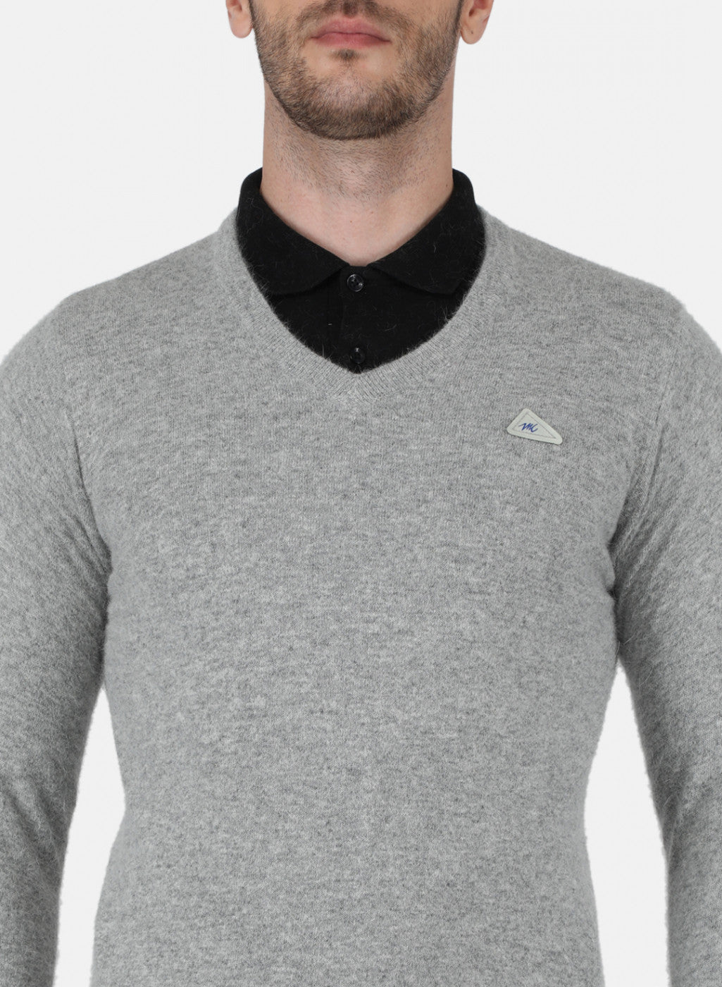 Men Grey Solid Pullover